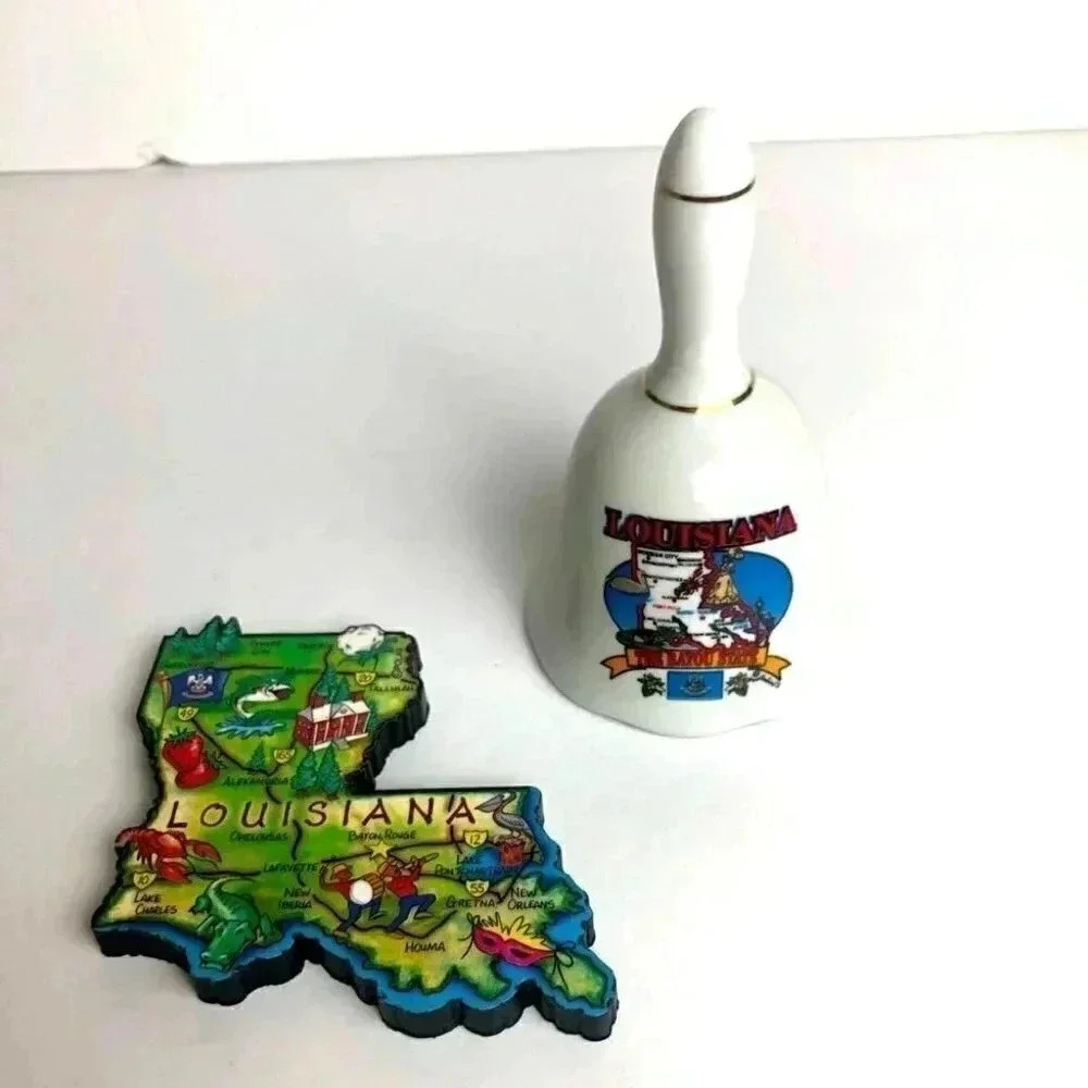 The Louisiana Artwood State Magnet and bell